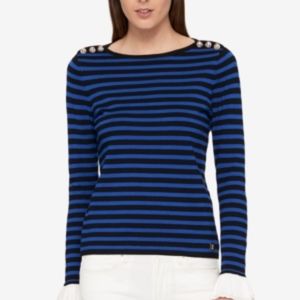 TOMMY HILFIGER Striped Long Sleeve Boat Neck Top